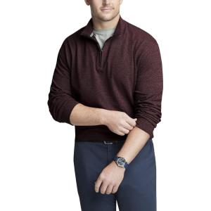Van Heusen Men’s Size Big and Tall Flex Long Sleeve Ottoman Quarter Zip(Dark Cabernet)