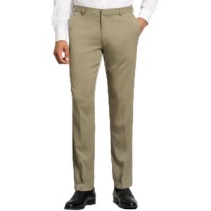 Van Heusen Mens Temperature Control Slim Fit Flat Front Stretch Dress Pant, Non-Iron, Stretchable Waistband, Cooling Fabric(Khaki Heather – Temp Control)