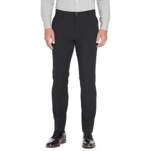 Van Heusen Mens Traveler Elastic Waist Flat Front Dress PantDress Pants(Black)