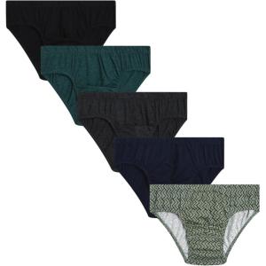 Van Heusen Mens Underwear Briefs – 5 Pack Low Rise Briefs Underwear for Men Pack with Contour Pouch(Black/Green Heather/Grey/Green Bay Print/Charcoal Heather)