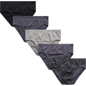 Van Heusen Mens Underwear Briefs – 5 Pack Low Rise Briefs Underwear for Men Pack with Contour Pouch(Black/Grey/Print/Grey)