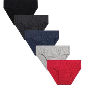 Van Heusen Mens Underwear Briefs – 5 Pack Low Rise Briefs Underwear for Men Pack with Contour Pouch(Black/Heather Grey/Red Salsa/Charcoal)