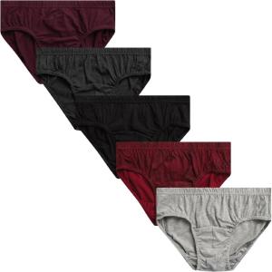 Van Heusen Mens Underwear Briefs – 5 Pack Low Rise Briefs Underwear for Men Pack with Contour Pouch(Black/Red/Light Grey/Charcoal Grey)