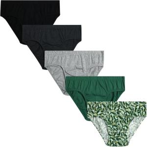 Van Heusen Mens Underwear Briefs – 5 Pack Low Rise Briefs Underwear for Men Pack with Contour Pouch(Heather Grey/Black/Foliage Green/Sea Foam Print/Charcoal Heather)