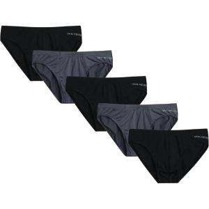 Van Heusen Mens Underwear Briefs – 5 Pack Quick Dry Low Rise Briefs No Fly Performance Underwear for Men Pack(Black/Iron Gate)
