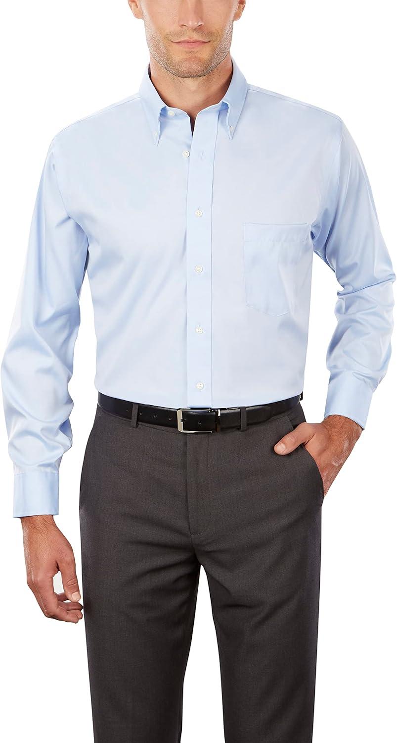 imageVan Heusen Mens Dress Shirt Regular Fit Non Iron SolidBlue Mist