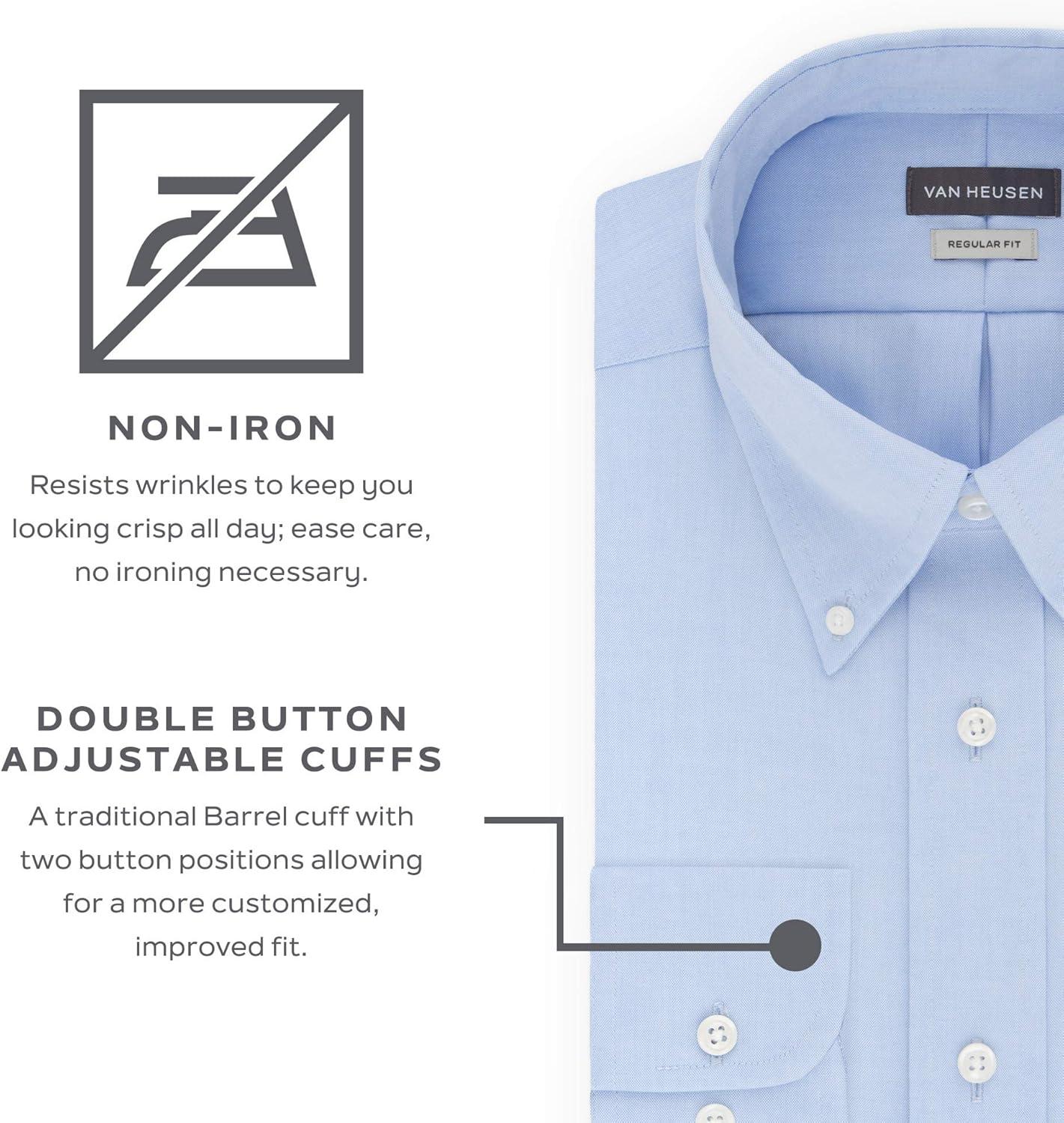 imageVan Heusen Mens Dress Shirt Regular Fit Non Iron SolidDanish Blue