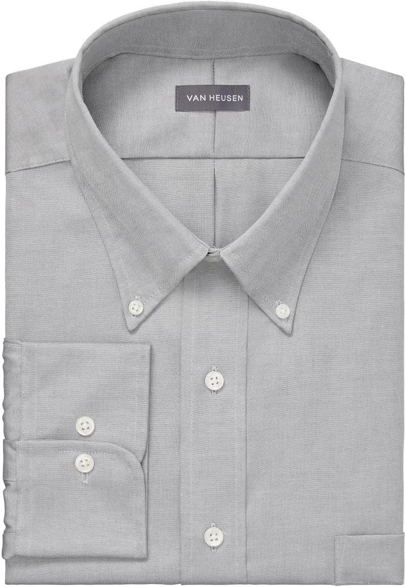 imageVan Heusen Mens Dress Shirt Regular Fit Non Iron SolidFrench Grey