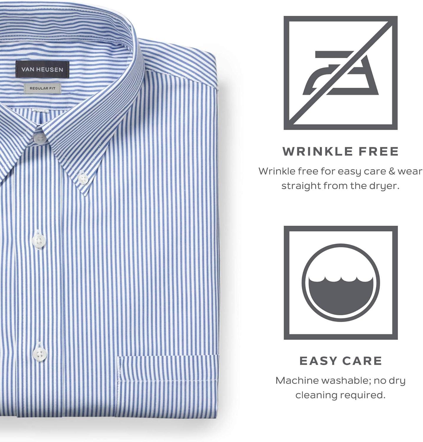 imageVan Heusen Mens Dress Shirt Regular Fit Pinpoint SolidBlue