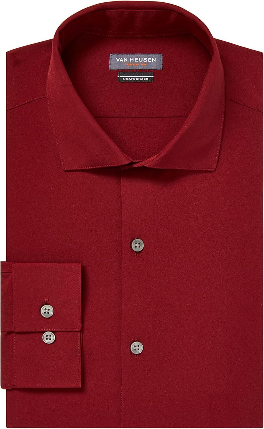 imageVan Heusen Mens Dress Shirt Slim Fit Traveler StretchMerlot