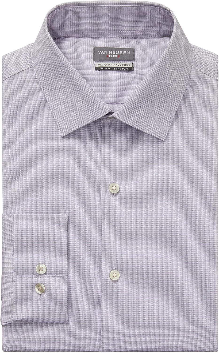imageVan Heusen Mens Dress Shirt Slim Fit Ultra Wrinkle Free Flex Collar StretchAmethyst