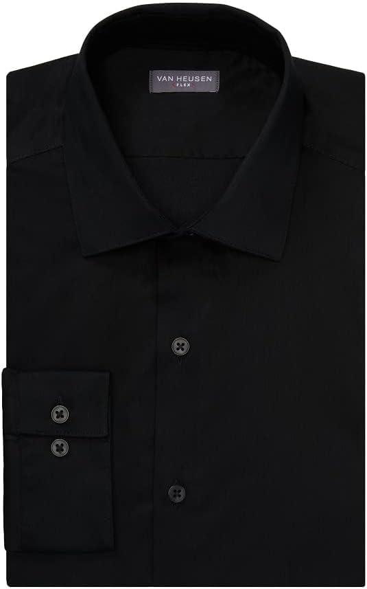 imageVan Heusen Mens Dress Shirt Slim Fit Ultra Wrinkle Free Flex Collar StretchBlack 2
