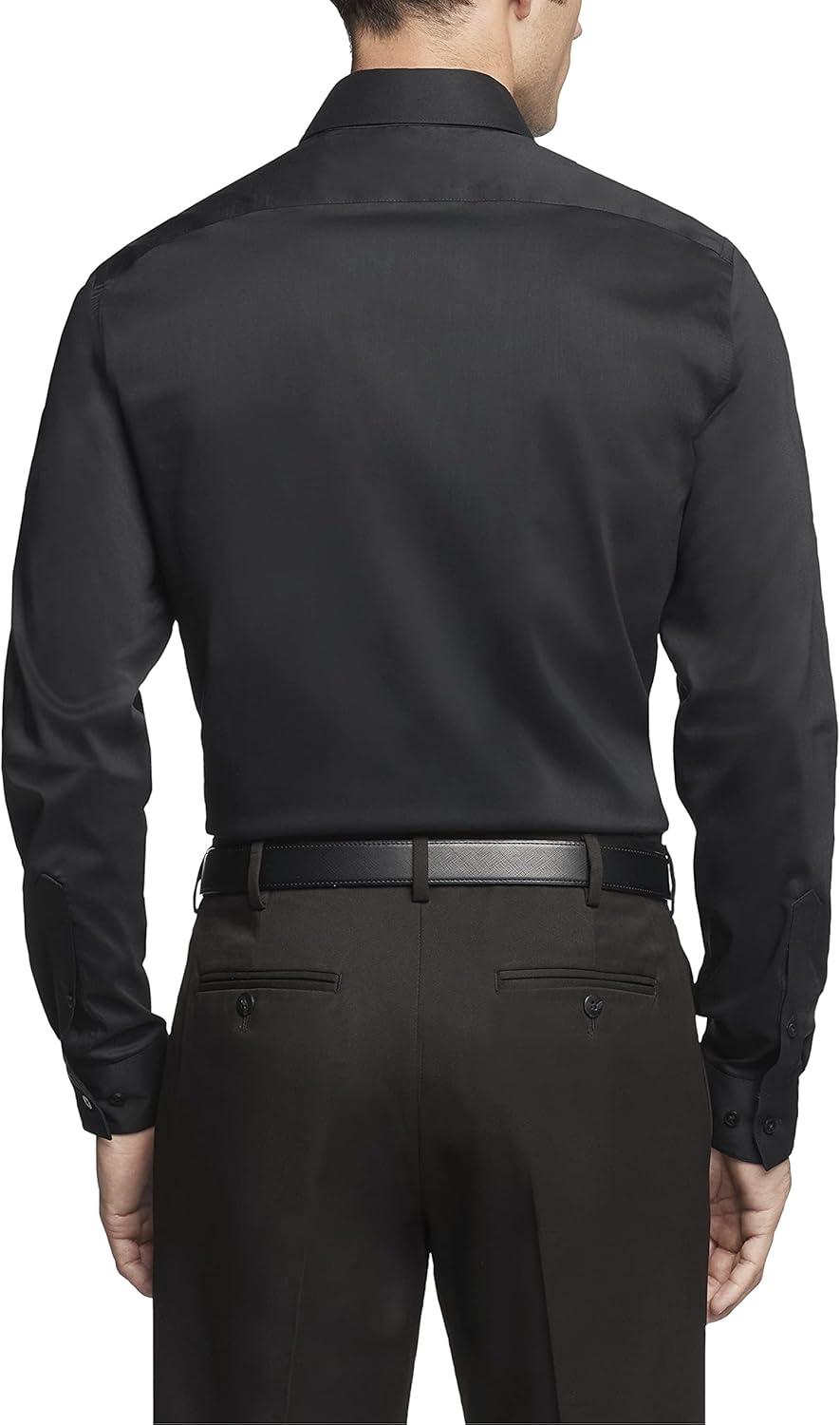 imageVan Heusen Mens Dress Shirt Slim Fit Ultra Wrinkle Free Flex Collar StretchBlack 2