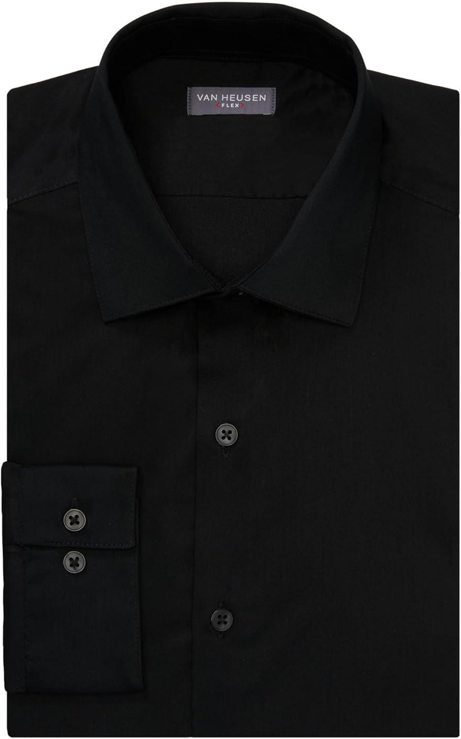 imageVan Heusen Mens Dress Shirt Slim Fit Ultra Wrinkle Free Flex Collar StretchBlack