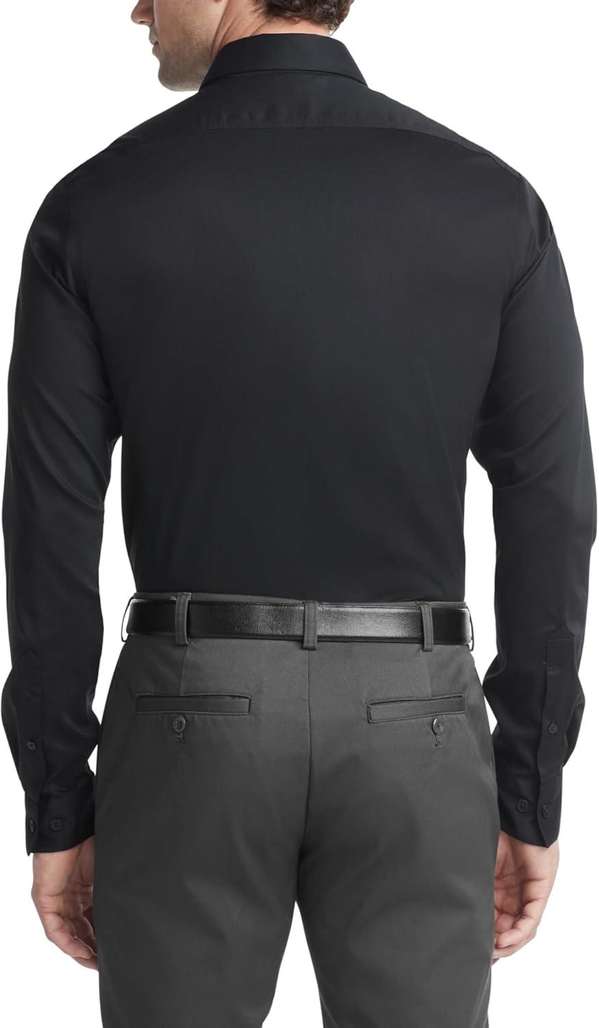 imageVan Heusen Mens Dress Shirt Slim Fit Ultra Wrinkle Free Flex Collar StretchBlack