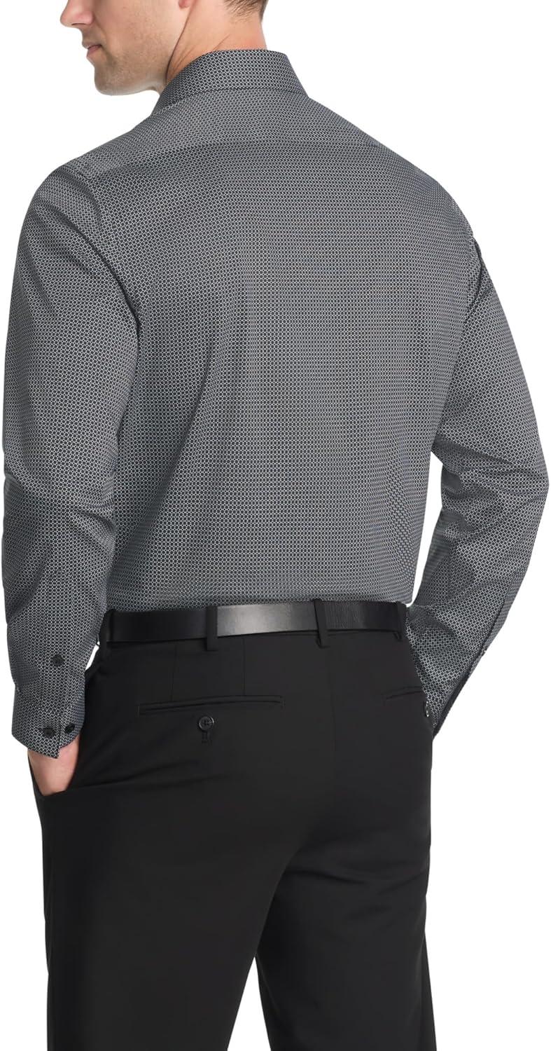 imageVan Heusen Mens Dress Shirt Slim Fit Ultra Wrinkle Free Flex Collar StretchBlack Print