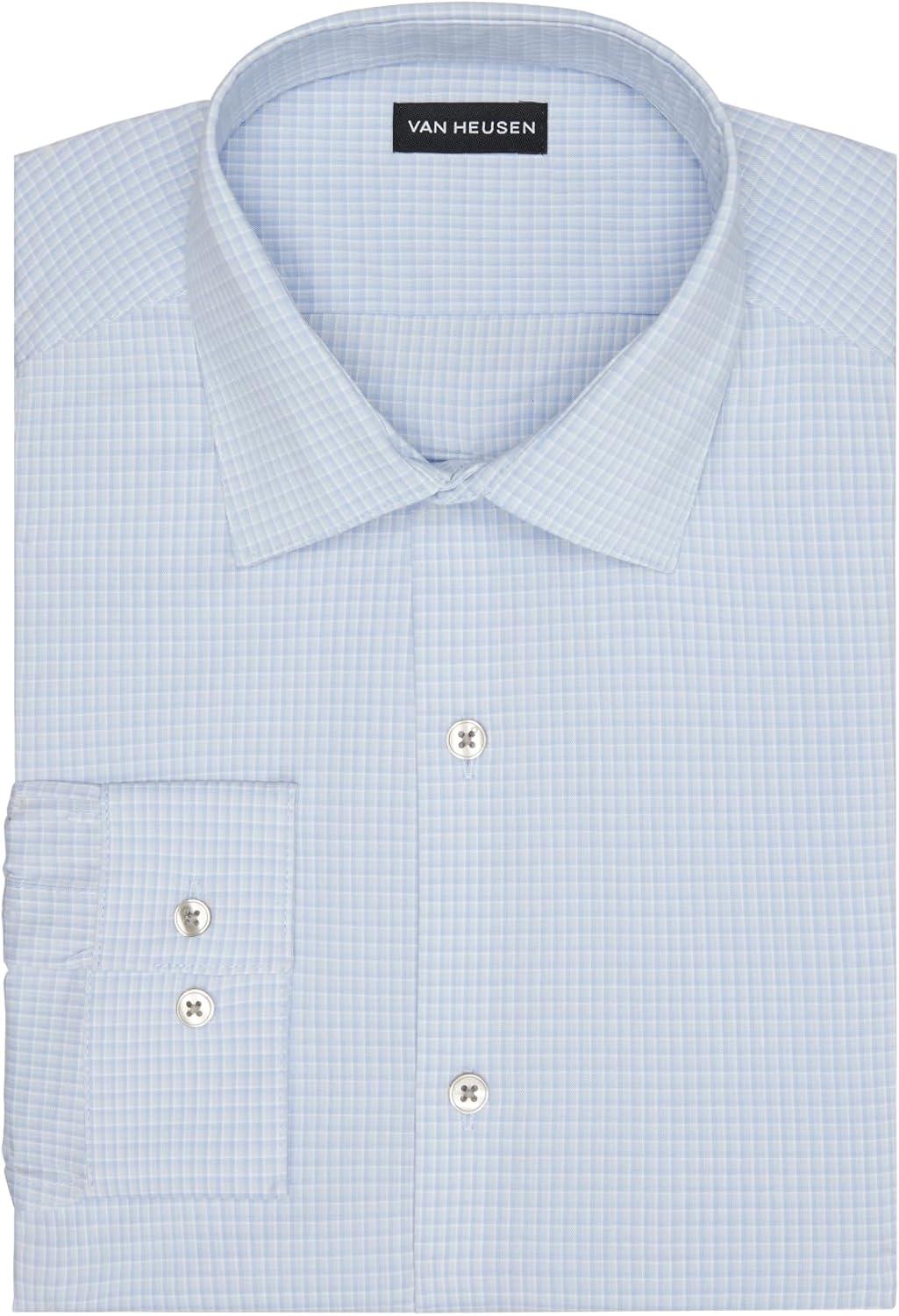 imageVan Heusen Mens Dress Shirt Slim Fit Ultra Wrinkle Free Flex Collar StretchBlue Haze