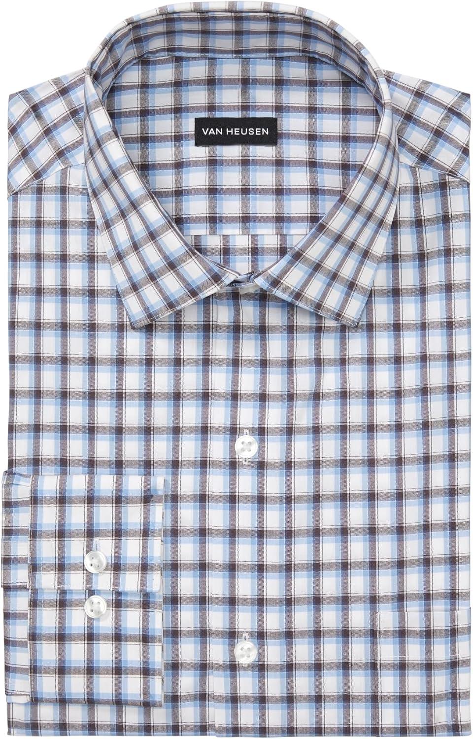 imageVan Heusen Mens Dress Shirt Slim Fit Ultra Wrinkle Free Flex Collar StretchClassic Blue