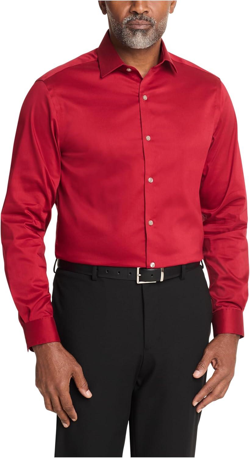 imageVan Heusen Mens Dress Shirt Slim Fit Ultra Wrinkle Free Flex Collar StretchDark Garnet