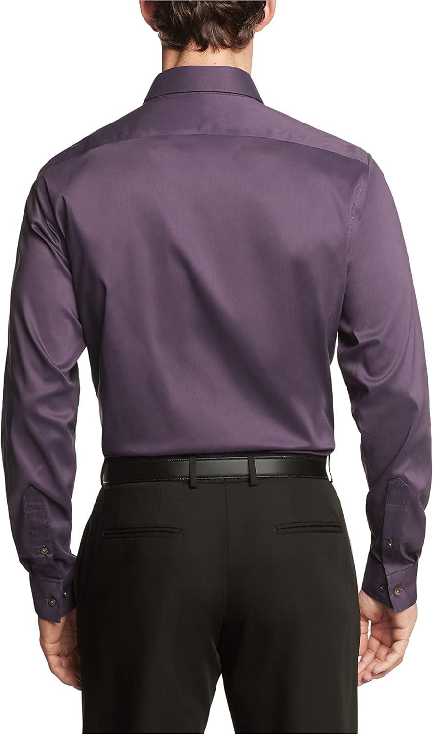 imageVan Heusen Mens Dress Shirt Slim Fit Ultra Wrinkle Free Flex Collar StretchEggplant