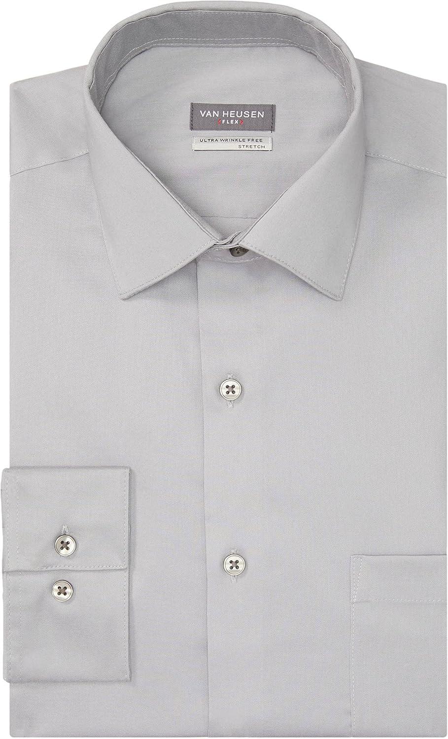 imageVan Heusen Mens Dress Shirt Slim Fit Ultra Wrinkle Free Flex Collar StretchGrey Mist