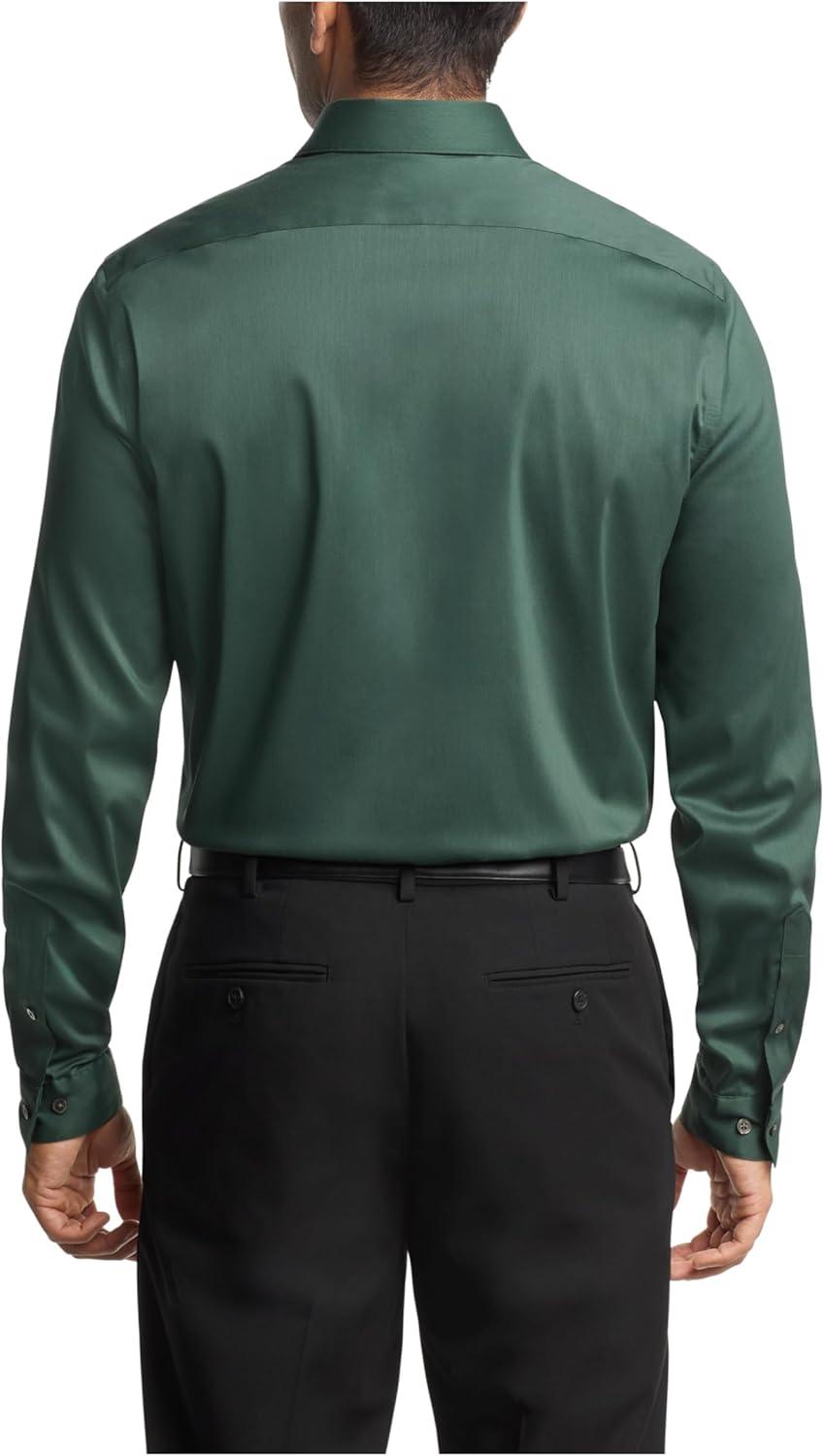 imageVan Heusen Mens Dress Shirt Slim Fit Ultra Wrinkle Free Flex Collar StretchLeaf Green