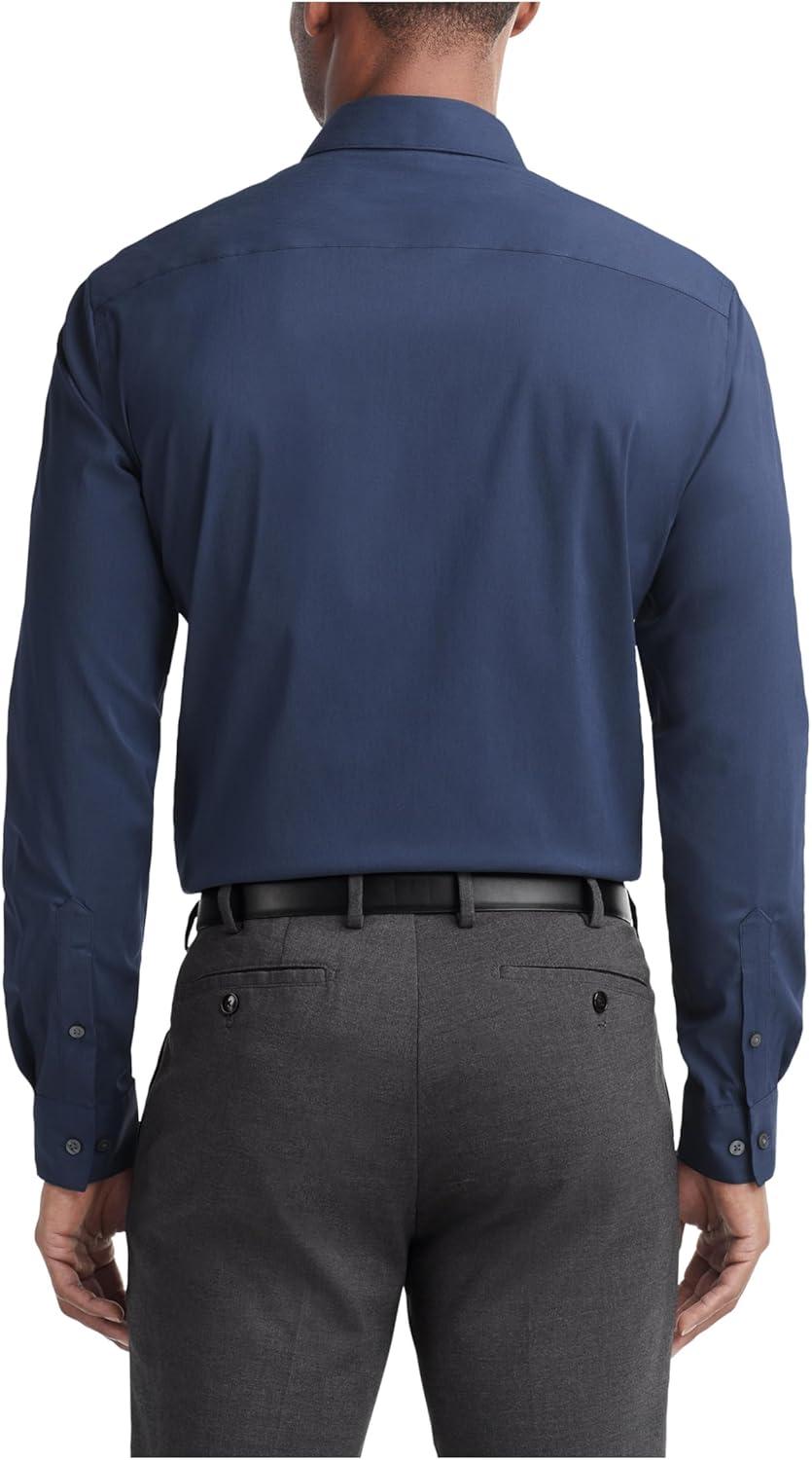 imageVan Heusen Mens Dress Shirt Slim Fit Ultra Wrinkle Free Flex Collar StretchNavy Depths