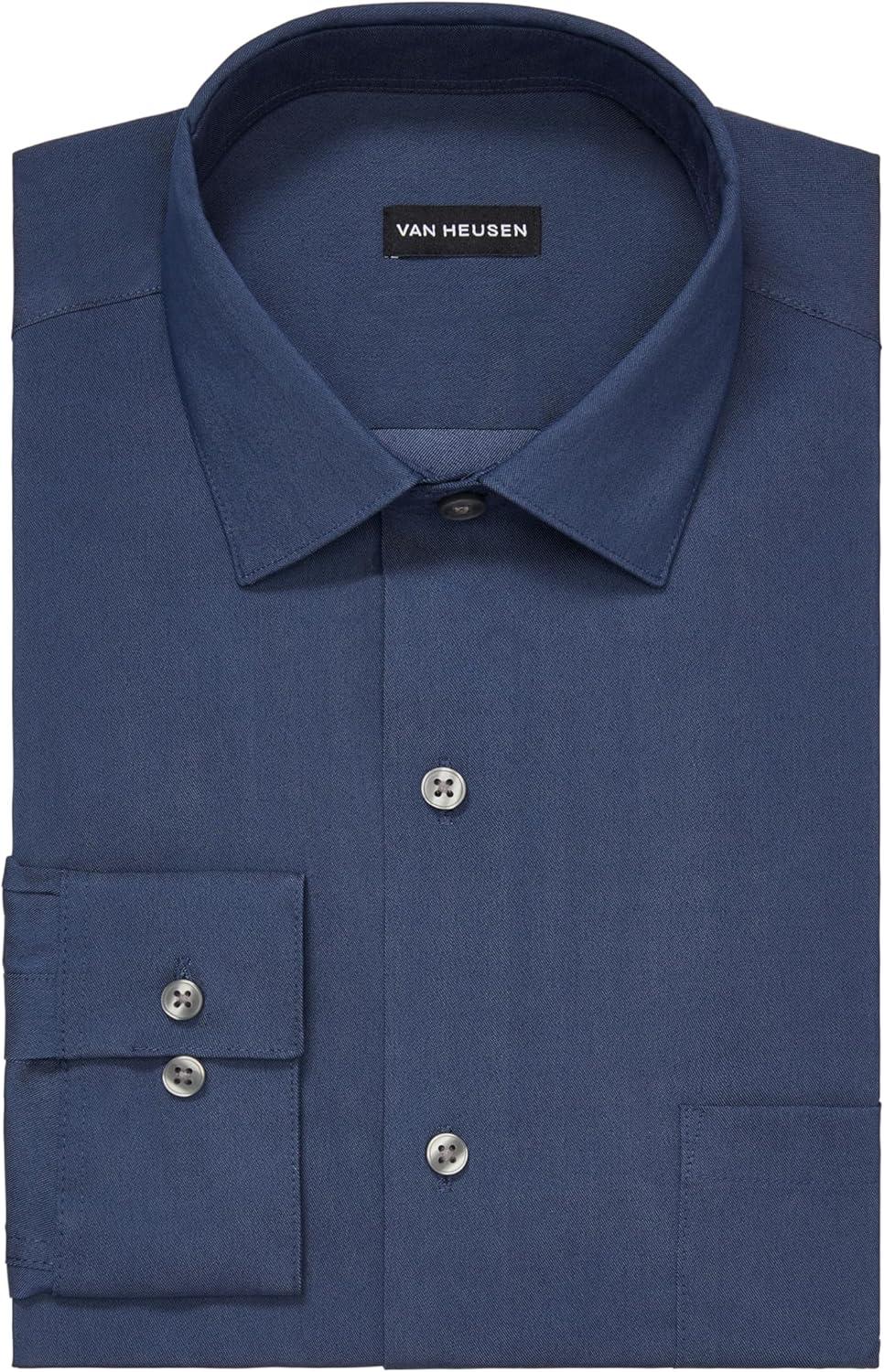 imageVan Heusen Mens Dress Shirt Slim Fit Ultra Wrinkle Free Flex Collar StretchNavy Depths