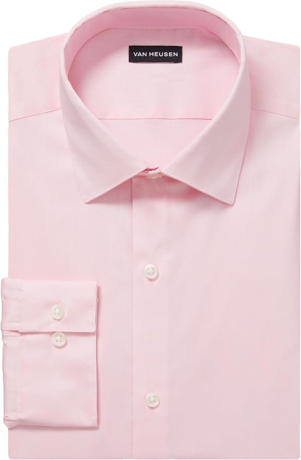 imageVan Heusen Mens Dress Shirt Slim Fit Ultra Wrinkle Free Flex Collar StretchPale Pink