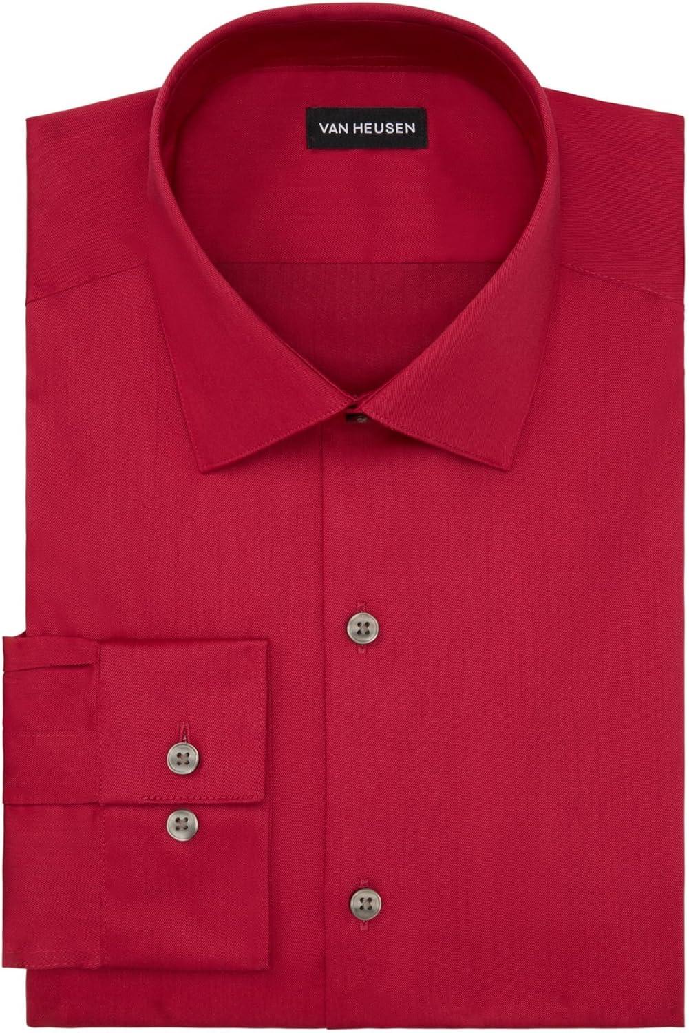 imageVan Heusen Mens Dress Shirt Slim Fit Ultra Wrinkle Free Flex Collar StretchScarlet