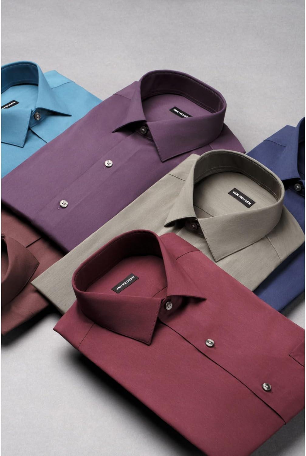imageVan Heusen Mens Dress Shirt Slim Fit Ultra Wrinkle Free Flex Collar StretchTaupe Navy