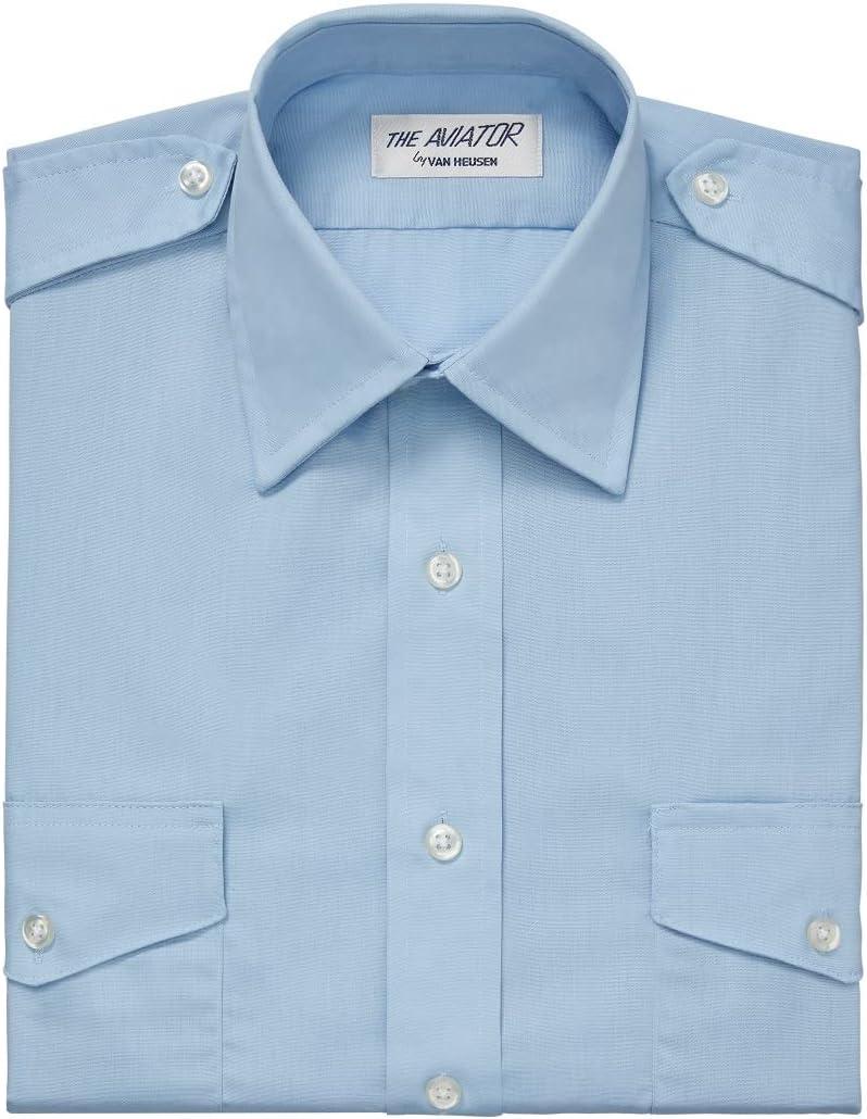 imageVan Heusen Mens Dress Shirts Short Sleeve Aviator Shirt Solid Spread CollarLight Blue