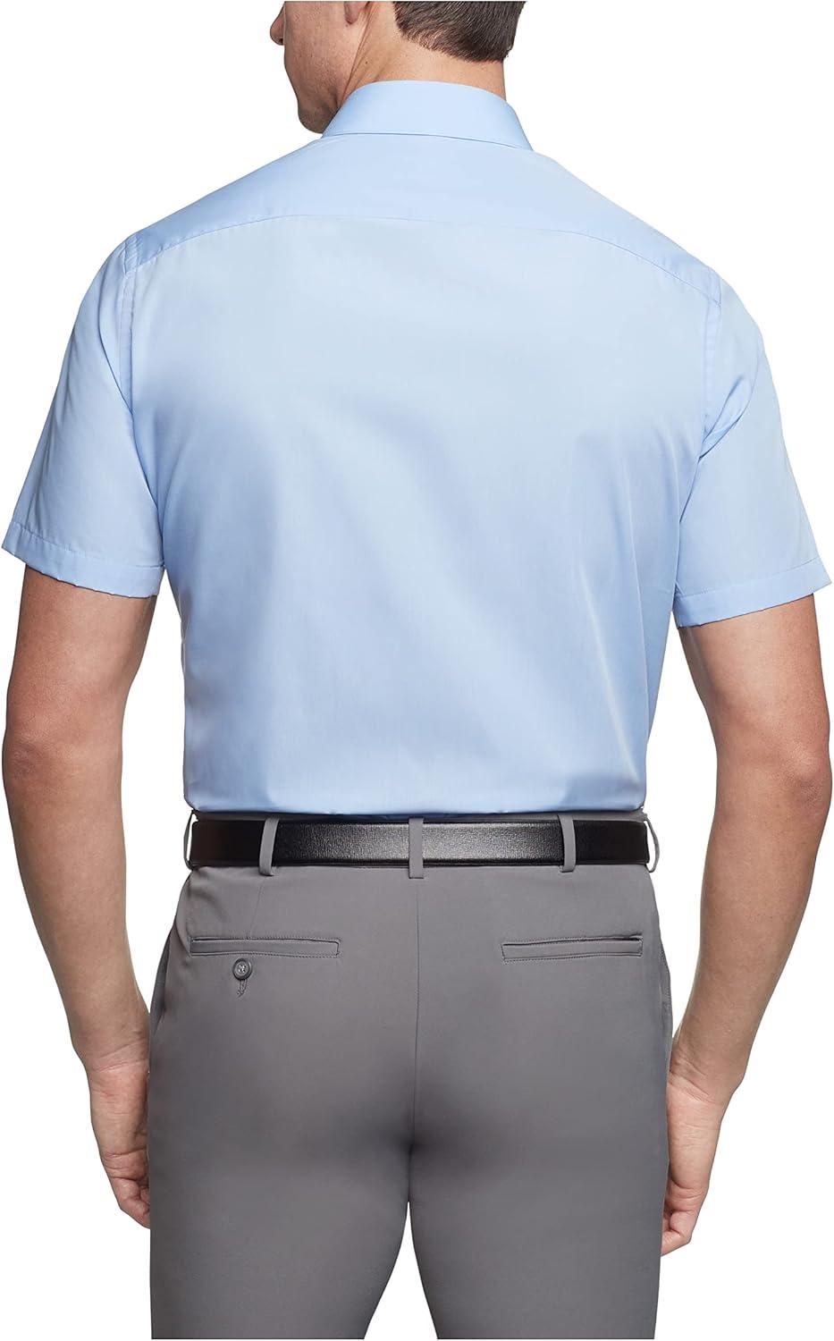 imageVan Heusen Mens Dress Shirts Short Sleeve Aviator Shirt Solid Spread CollarLight Blue