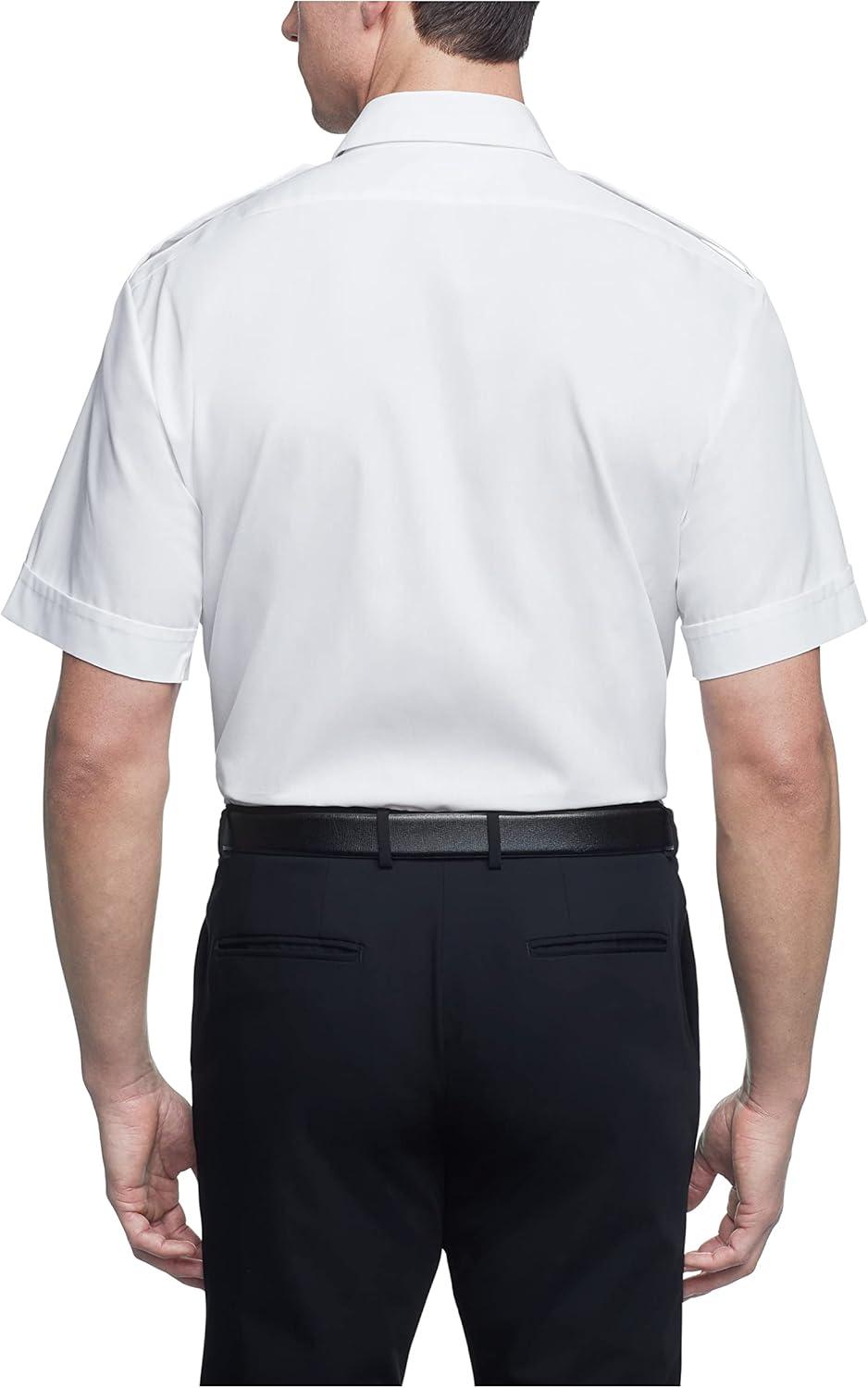 imageVan Heusen Mens Dress Shirts Short Sleeve Aviator Shirt Solid Spread CollarWhite