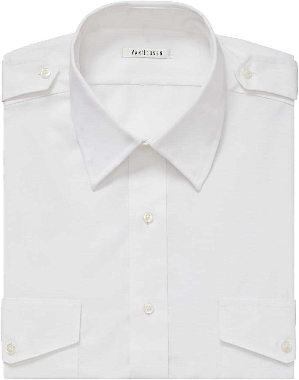 imageVan Heusen Mens Dress Shirts Short Sleeve Aviator Shirt Solid Spread CollarWhite