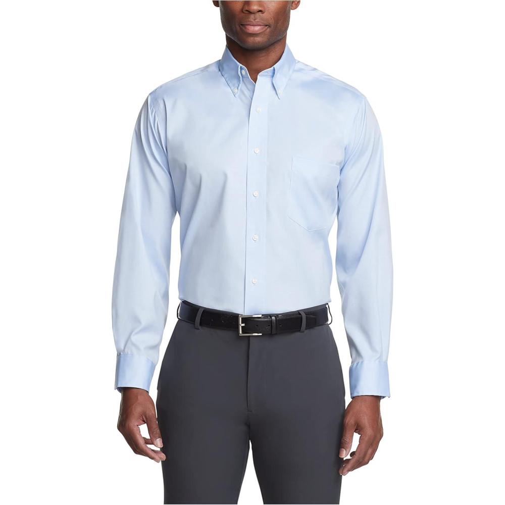 imageVan Heusen Mens Dress Shirt Regular Fit Non Iron SolidDanish Blue