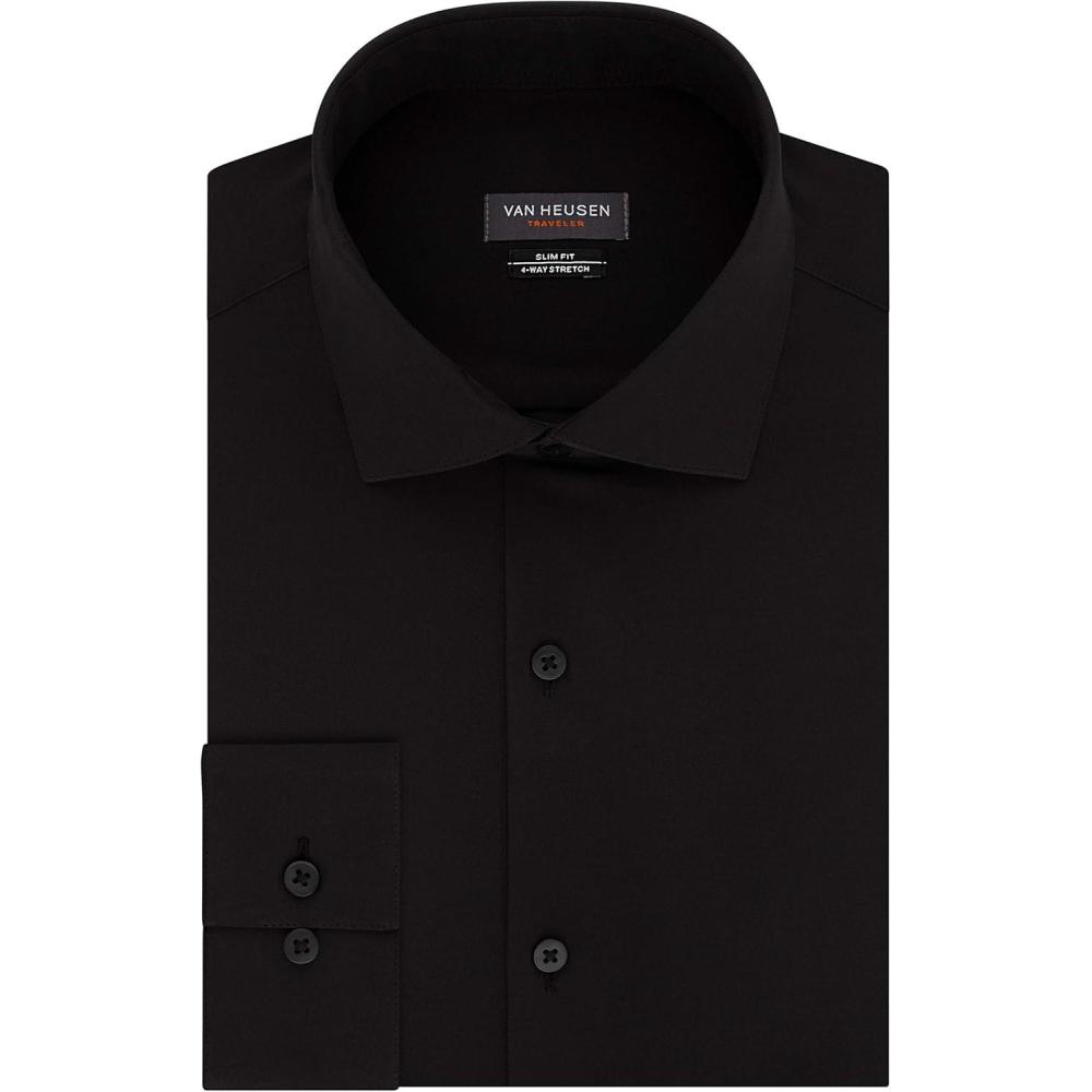 imageVan Heusen Mens Dress Shirt Slim Fit Traveler StretchBlack