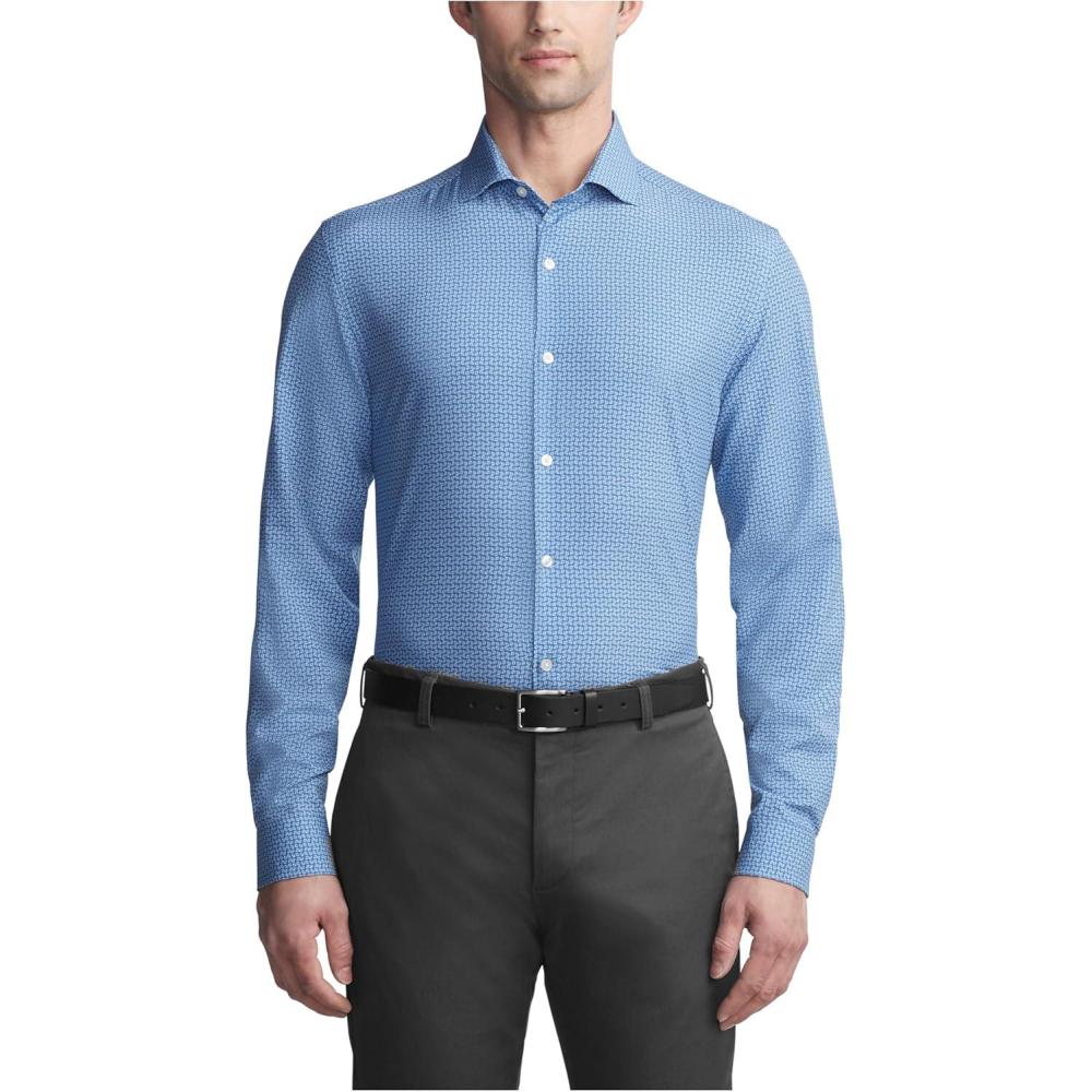 imageVan Heusen Mens Dress Shirt Slim Fit Traveler StretchPetrol