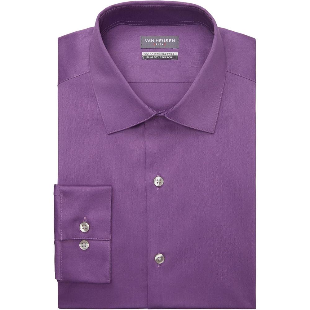 imageVan Heusen Mens Dress Shirt Slim Fit Ultra Wrinkle Free Flex Collar StretchDusty Plum