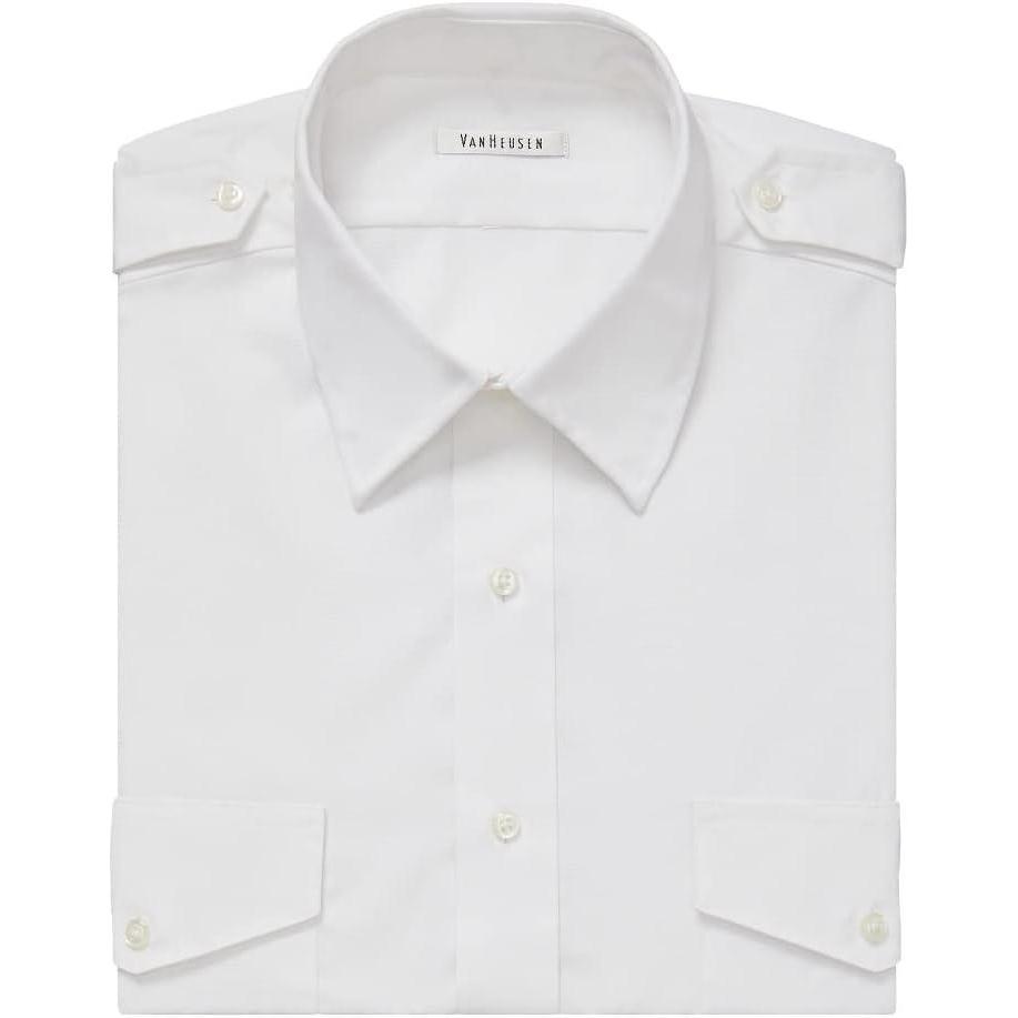imageVan Heusen Mens Dress Shirts Short Sleeve Aviator Shirt Solid Spread CollarWhite