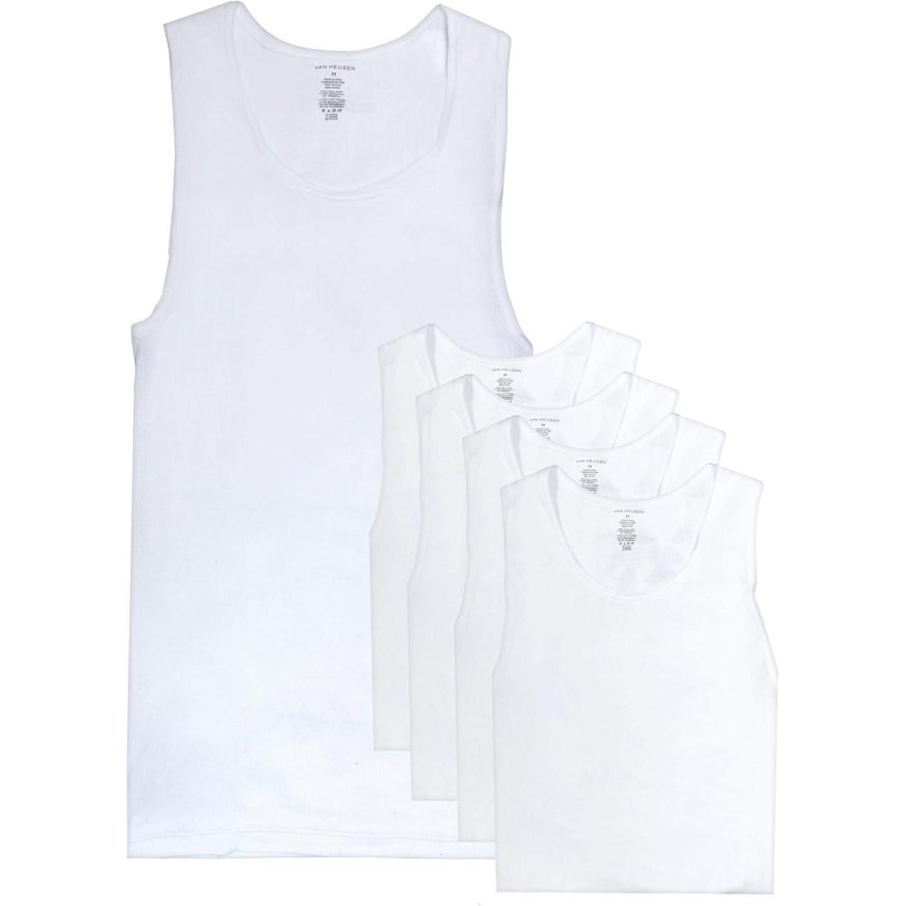 imageVan Heusen Mens Tank Top 5 Pack Soft Cotton Classic AShirt Tank Tops Mens Undershirts Sleeveless Tee Shirts PackWhite