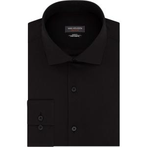 Van Heusen Mens Dress Shirt Slim Fit Traveler Stretch(Black)