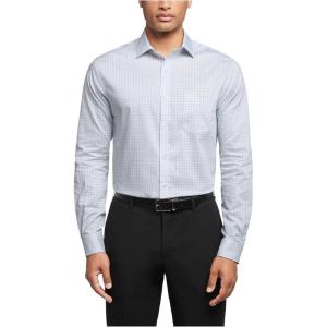 Van Heusen Mens Dress Shirt Slim Fit Ultra Wrinkle Free Flex Collar Stretch(Blue Multi)
