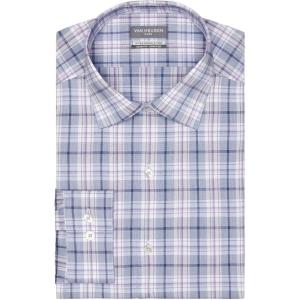 Van Heusen Mens Dress Shirt Slim Fit Ultra Wrinkle Free Flex Collar Stretch(Blue Violet)