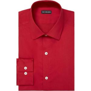 Van Heusen Mens Dress Shirt Slim Fit Ultra Wrinkle Free Flex Collar Stretch(Dark Garnet)