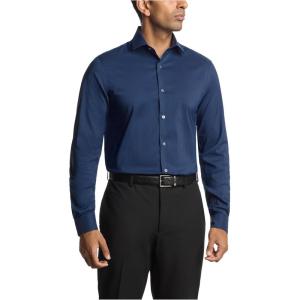 Van Heusen Mens Dress Shirt Slim Fit Ultra Wrinkle Free Flex Collar Stretch(Deep Navy)