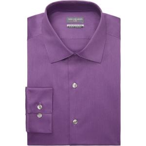Van Heusen Mens Dress Shirt Slim Fit Ultra Wrinkle Free Flex Collar Stretch(Dusty Plum)