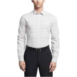 Van Heusen Mens Dress Shirt Slim Fit Ultra Wrinkle Free Flex Collar Stretch(Fire Multi)
