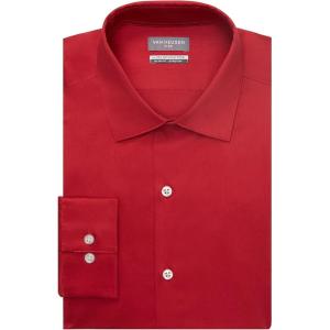 Van Heusen Mens Dress Shirt Slim Fit Ultra Wrinkle Free Flex Collar Stretch(Garnet)