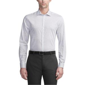 Van Heusen Mens Dress Shirt Slim Fit Ultra Wrinkle Free Flex Collar Stretch(Water)